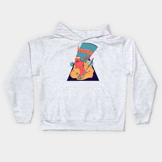 Retro Triad Nefertiti and The Stars Kids Hoodie by kenallouis